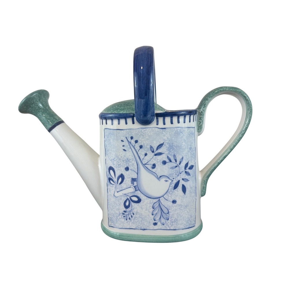 Villeroy and Boch Blue Bird Ceramic Watering Can 10" Tall